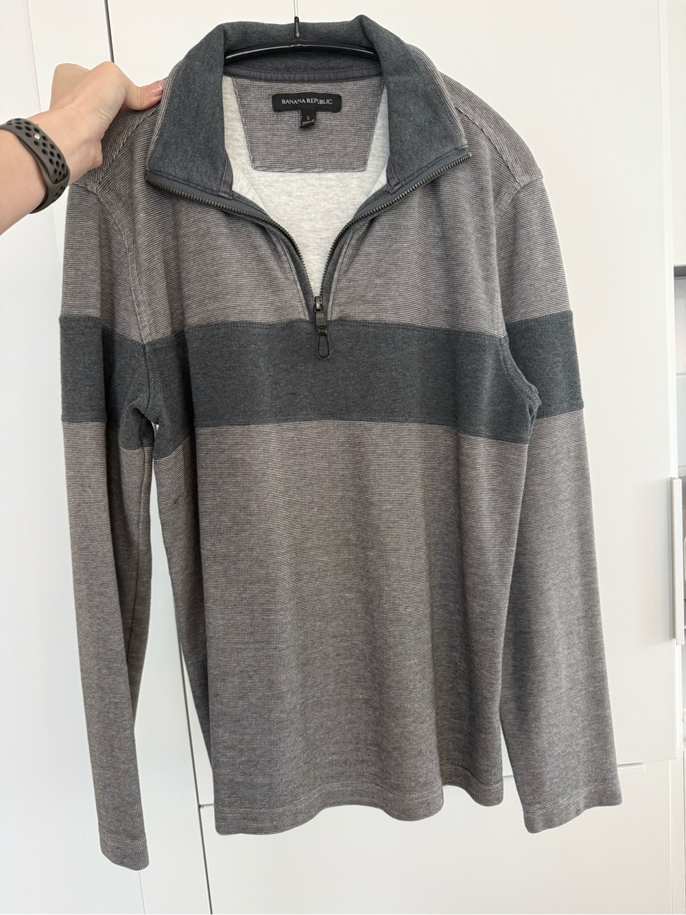 Banana Republic Men's 100% Cotton Gray Quarter-Zip Pullover   (size S)
